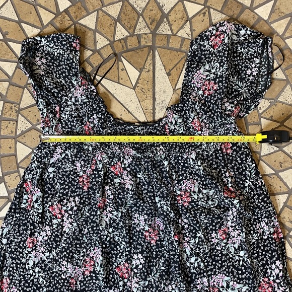 Free Preople Peasant Babydoll Floral Mini Press Black M - Picture 7 of 12